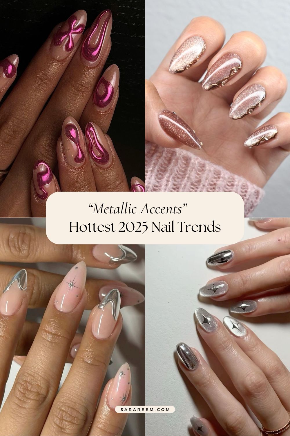 Metallic Accents - 2025 nail trends and nail colors