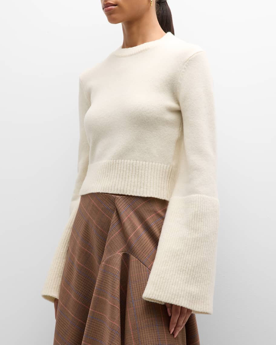 Ivory A.L.C. Clover Crewneck Wool-Blend Sweater 