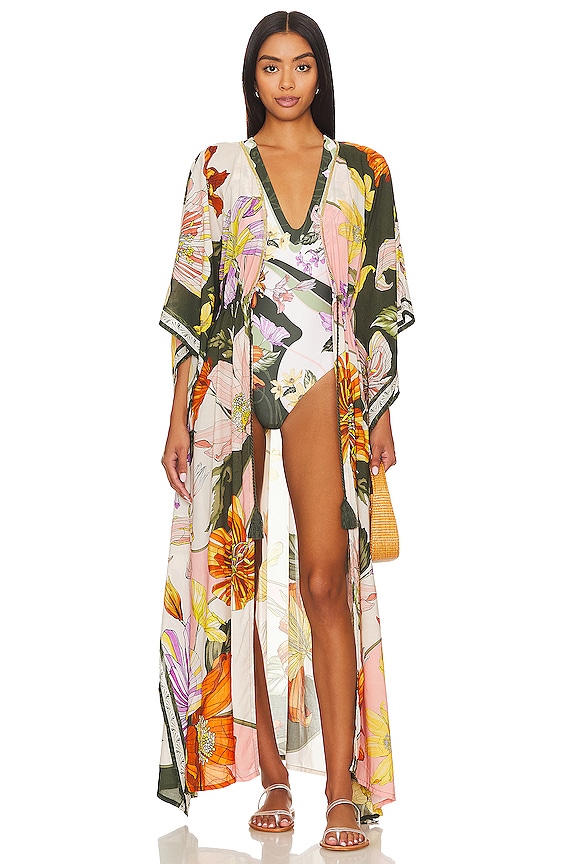 Black, white and multicoloured Agua Bendita Sammy Kimono 