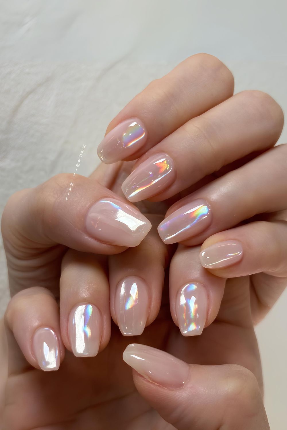 Aurora chrome nails