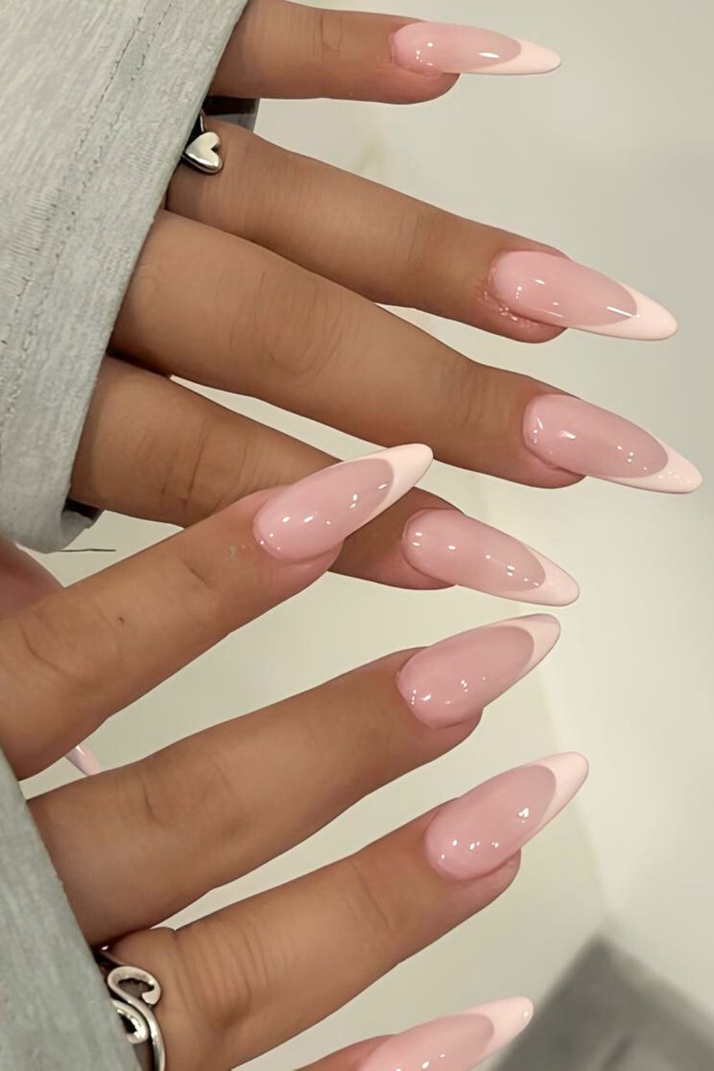 Ballet pink French tip nails