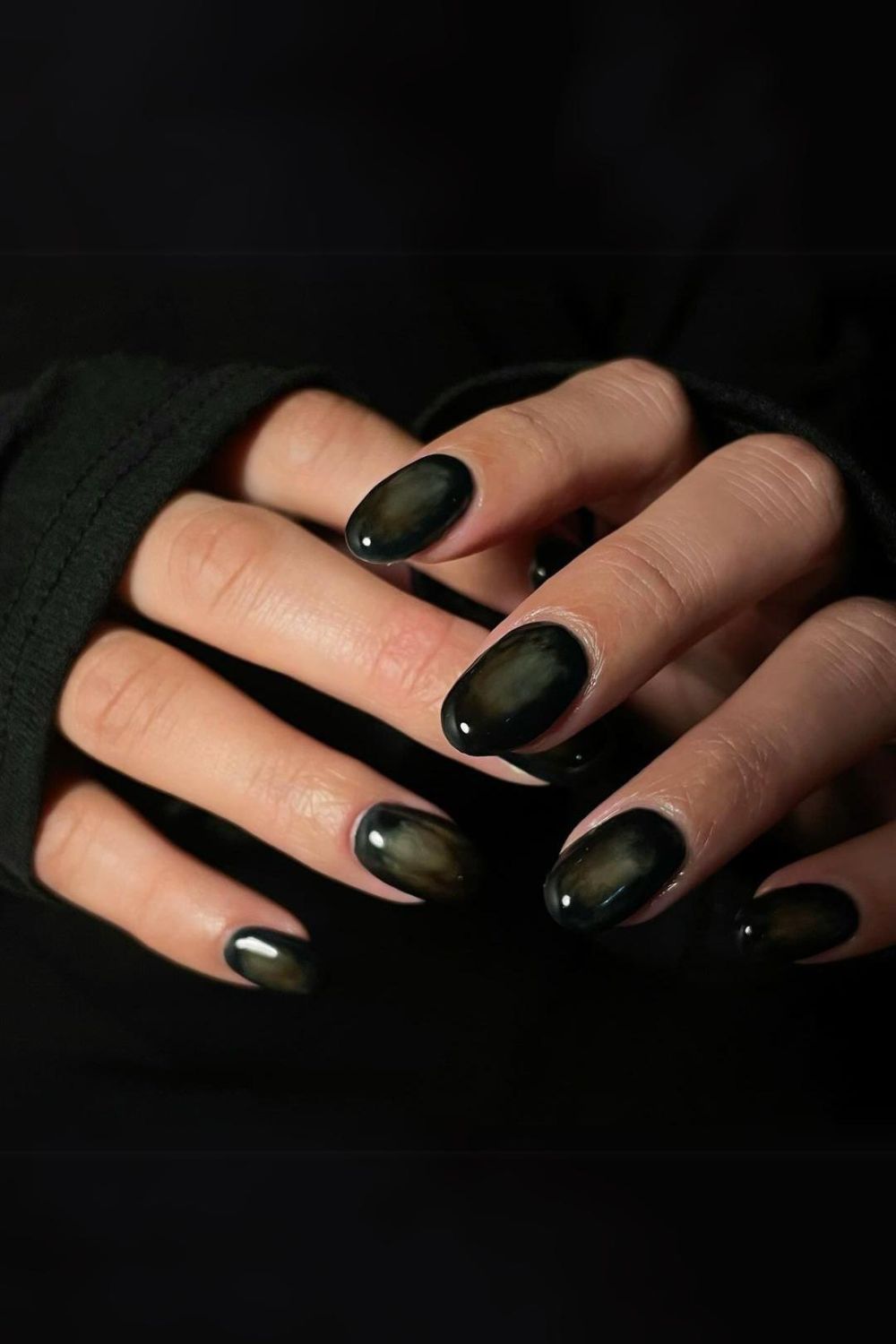 Black and green aura effect nails