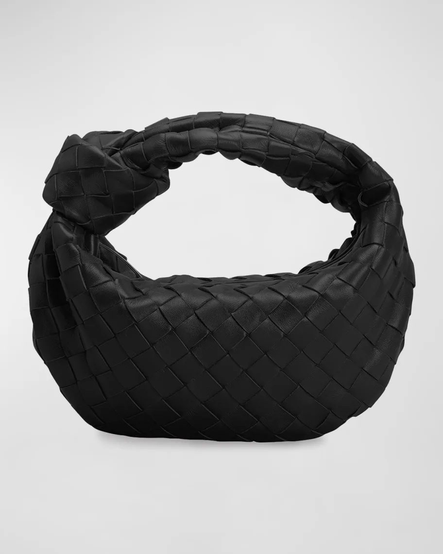 Black Bottega Veneta Jodie Mini Intrecciato Knot Hobo Bag 