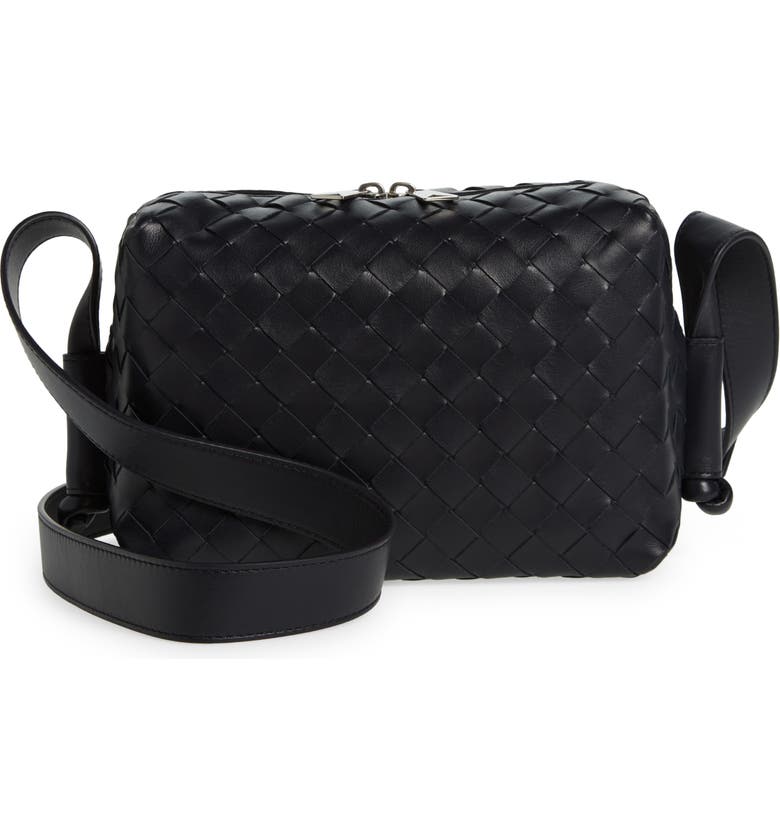 Black Bottega Veneta Classic Intrecciato Loop Leather Camera Bag 