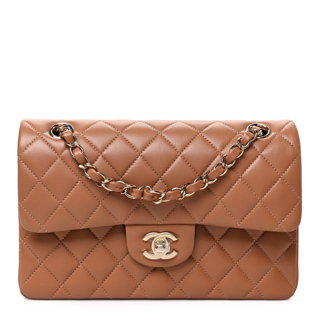 Brown Chanel Lambskin Quilted Small Double Flap 