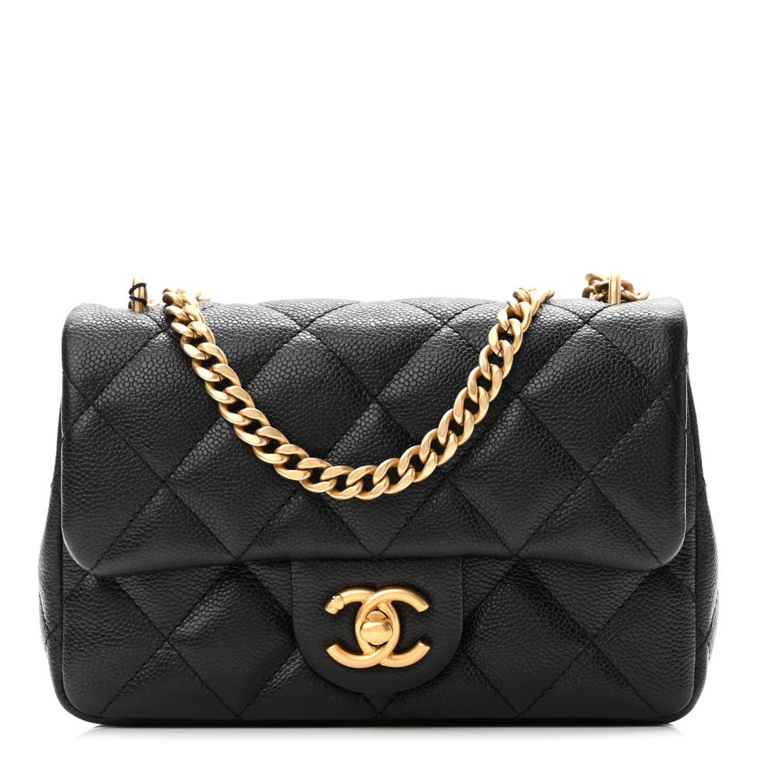 Black Chanel Caviar Quilted Mini Sweetheart Rectangular Flap 