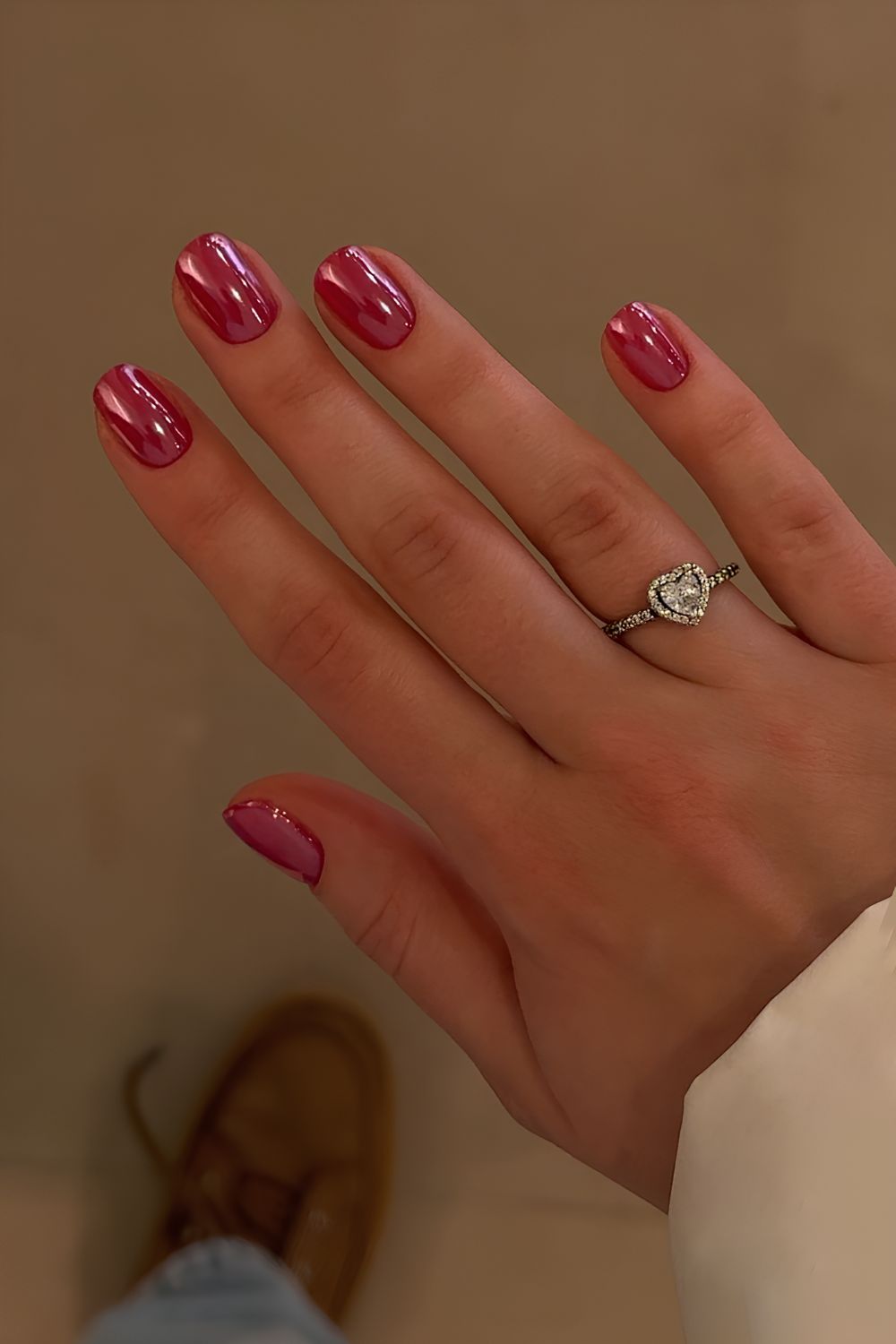 Cherry red chrome nails