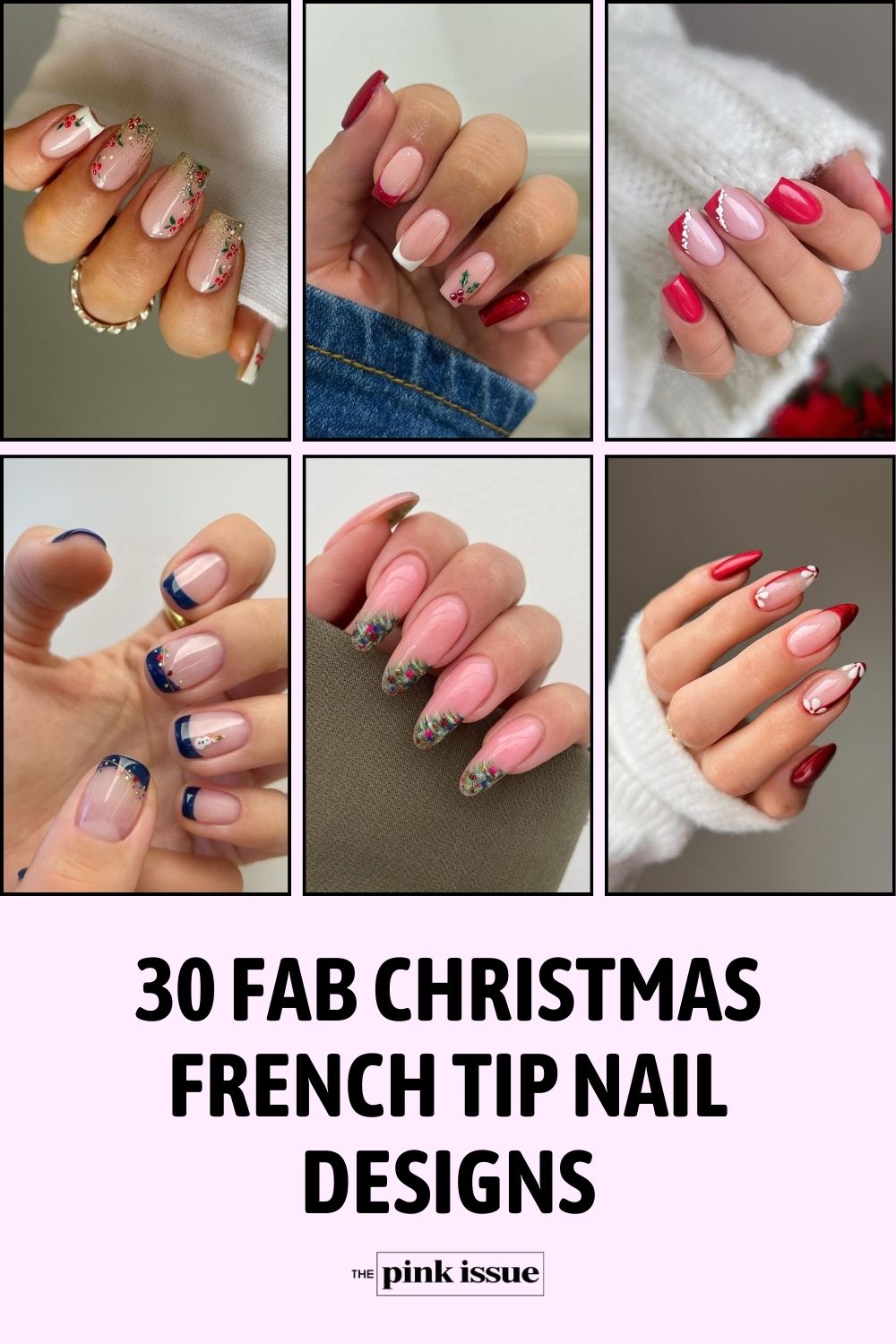 Christmas french tip nail designs pinterest