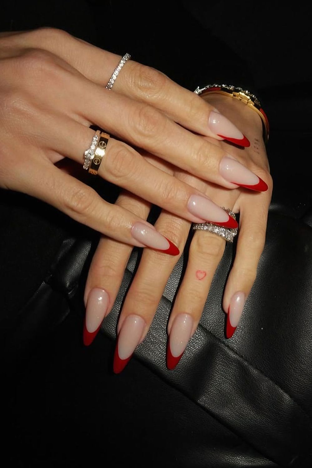 Classy red French manicure