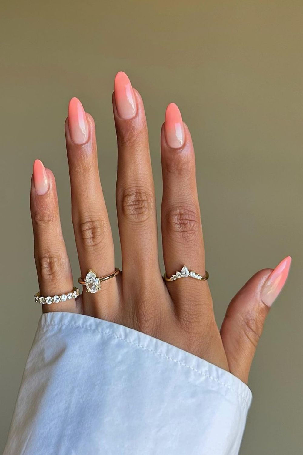 Coral peach ombre nails