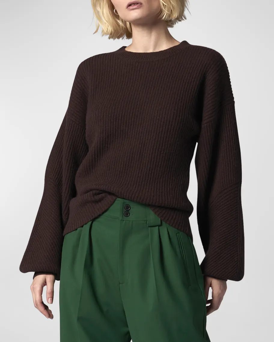 Brown Equipment Yara Ribbed Crewneck Wool-Cashmere Sweater 