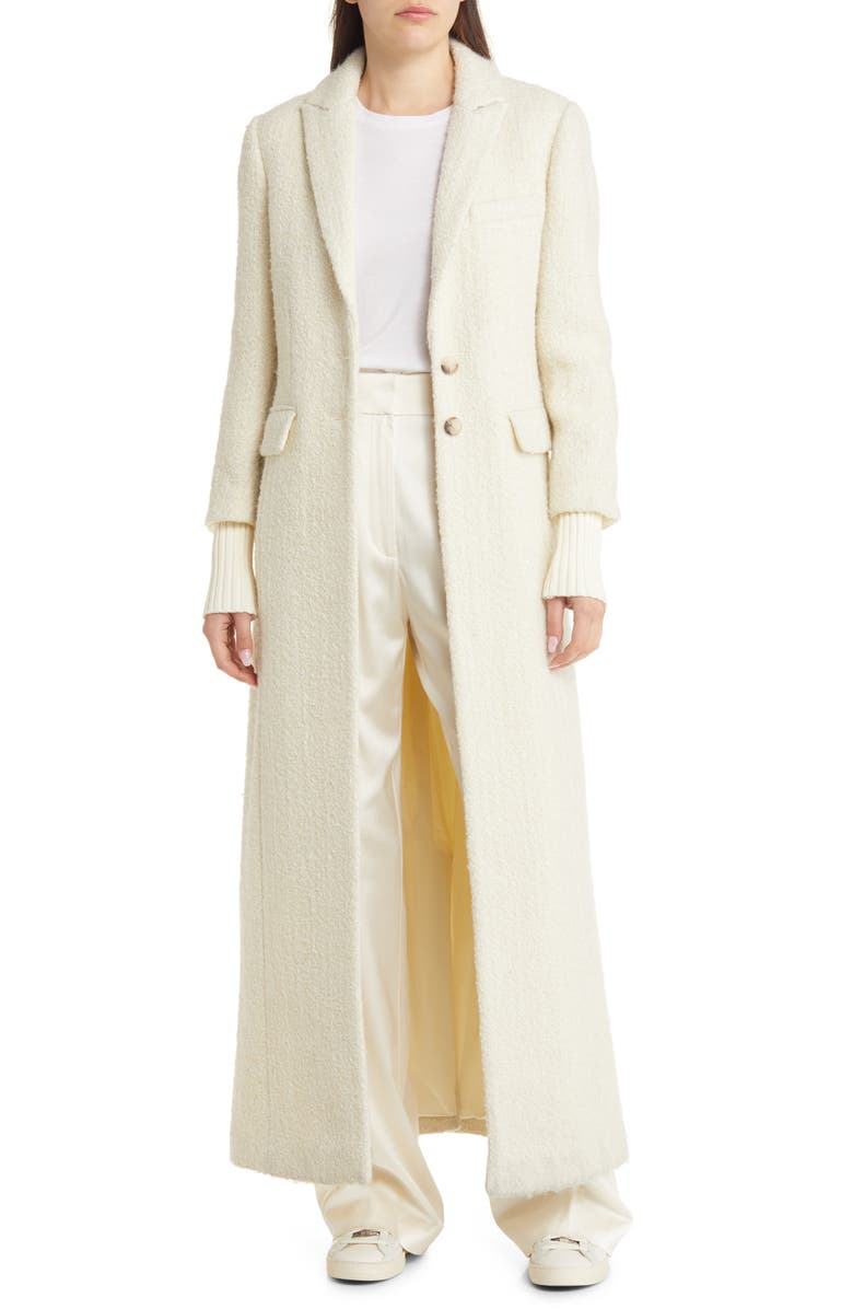 White Favourite Daughter The City Longline Wool & Cotton Tweed Coat 