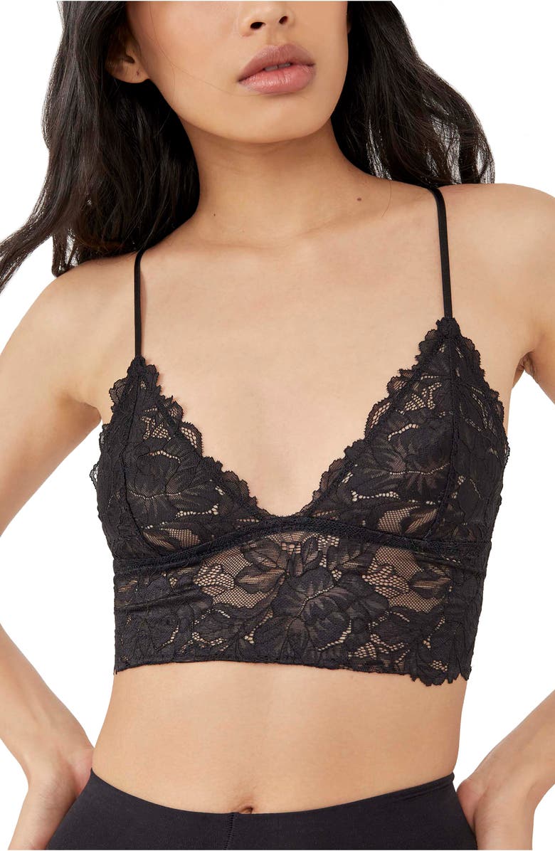 Black Free People Intimately FP Everyday Lace Longline Bralette 