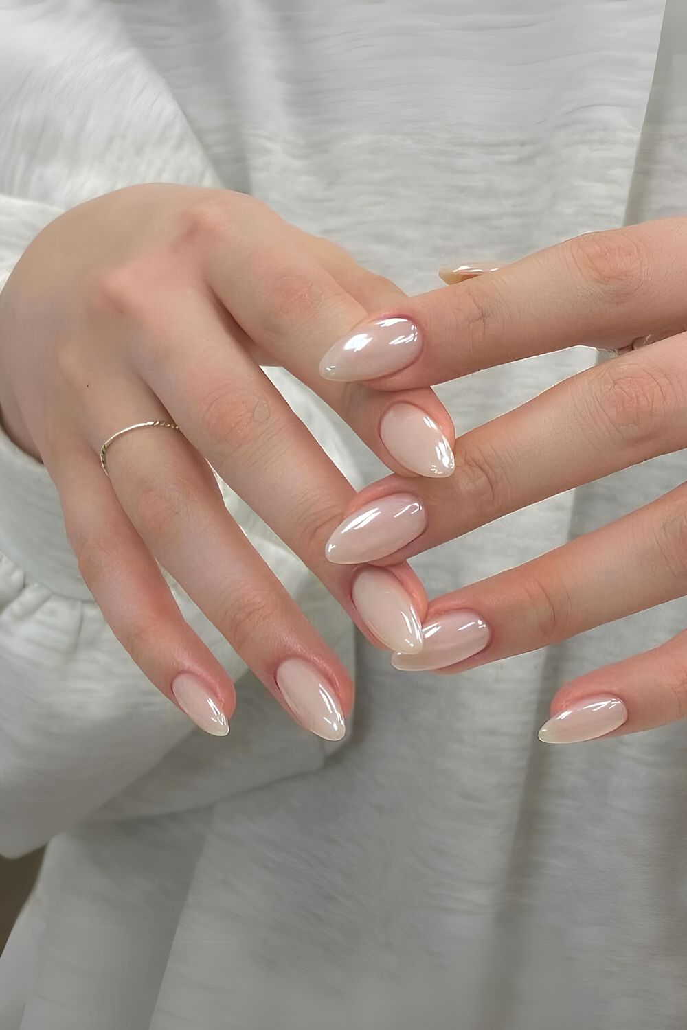 Glazed milky white Manicure