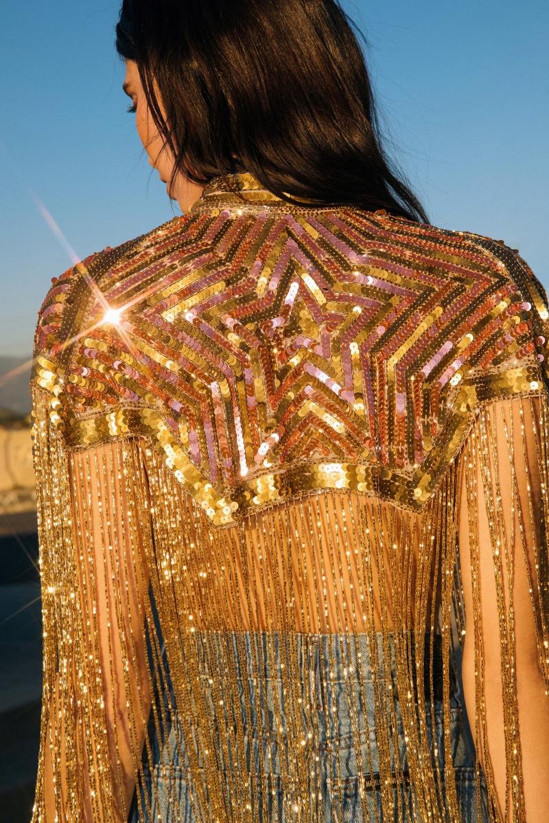 Gold Nasty Gal Star Tassel Beaded Cape 