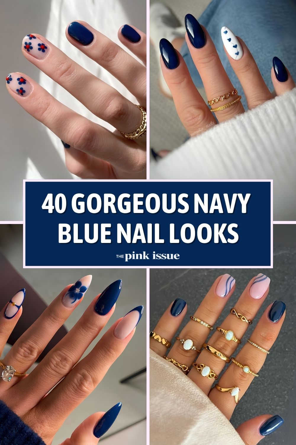 Navy blue nail designs Pinterest