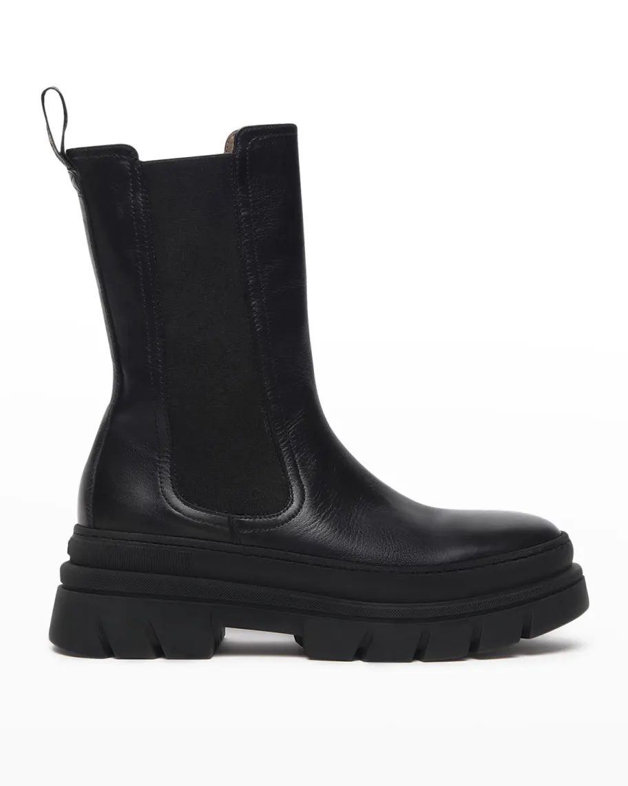 Black NeroGiardini Calfskin Chelsea Moto Boots 