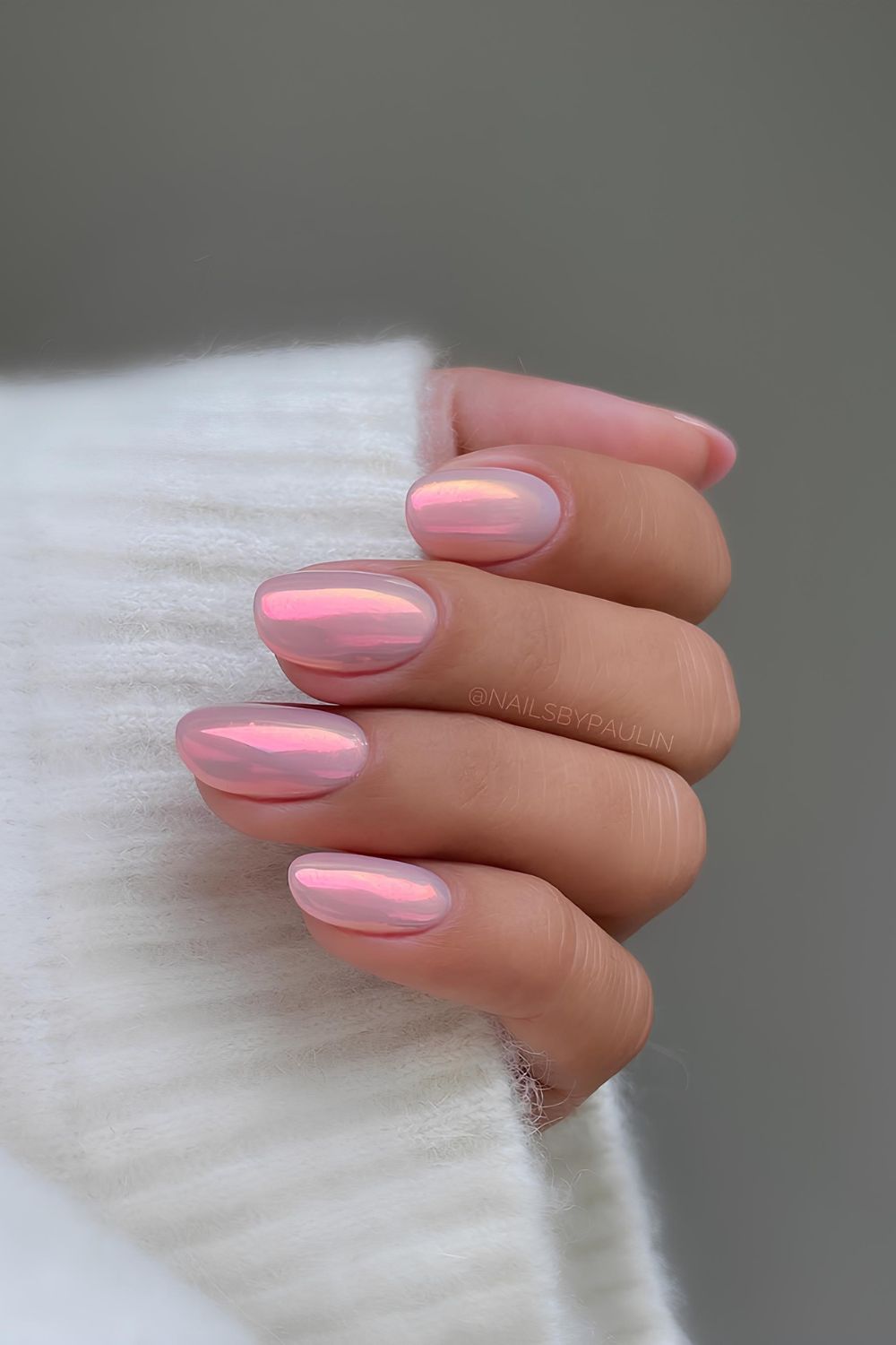 Pink aurora nails