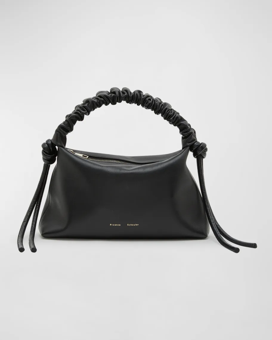 Black Proenza Schouler Mini Drawstring Leather Top-Handle Bag 