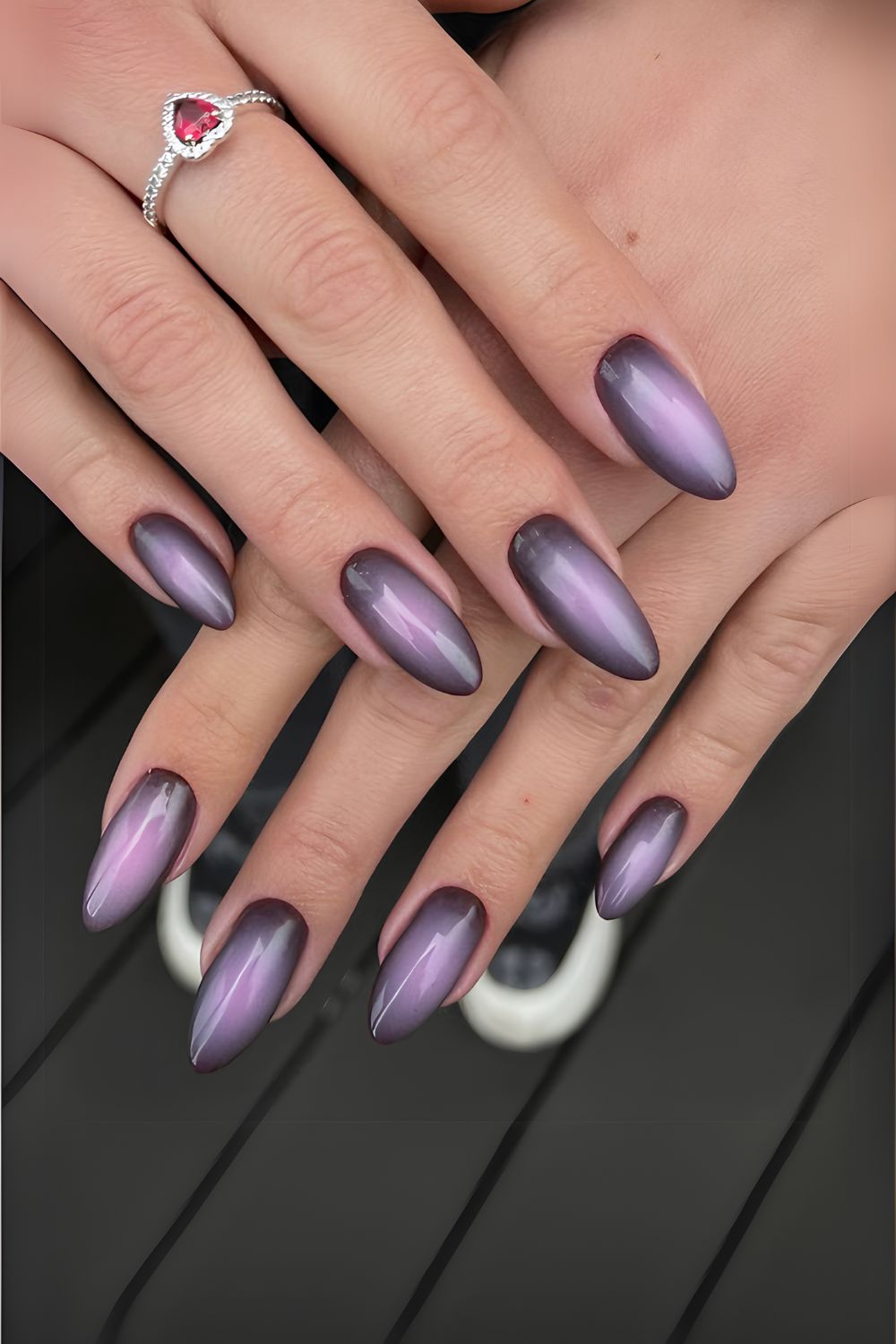 Purple and brown aura nails