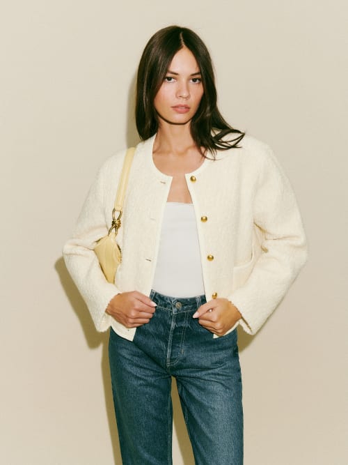 Cream Reformation Dale Cropped Jacket 