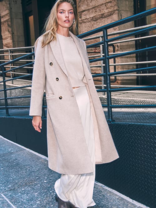 Beige Reformation Paley Double Breasted Coat 