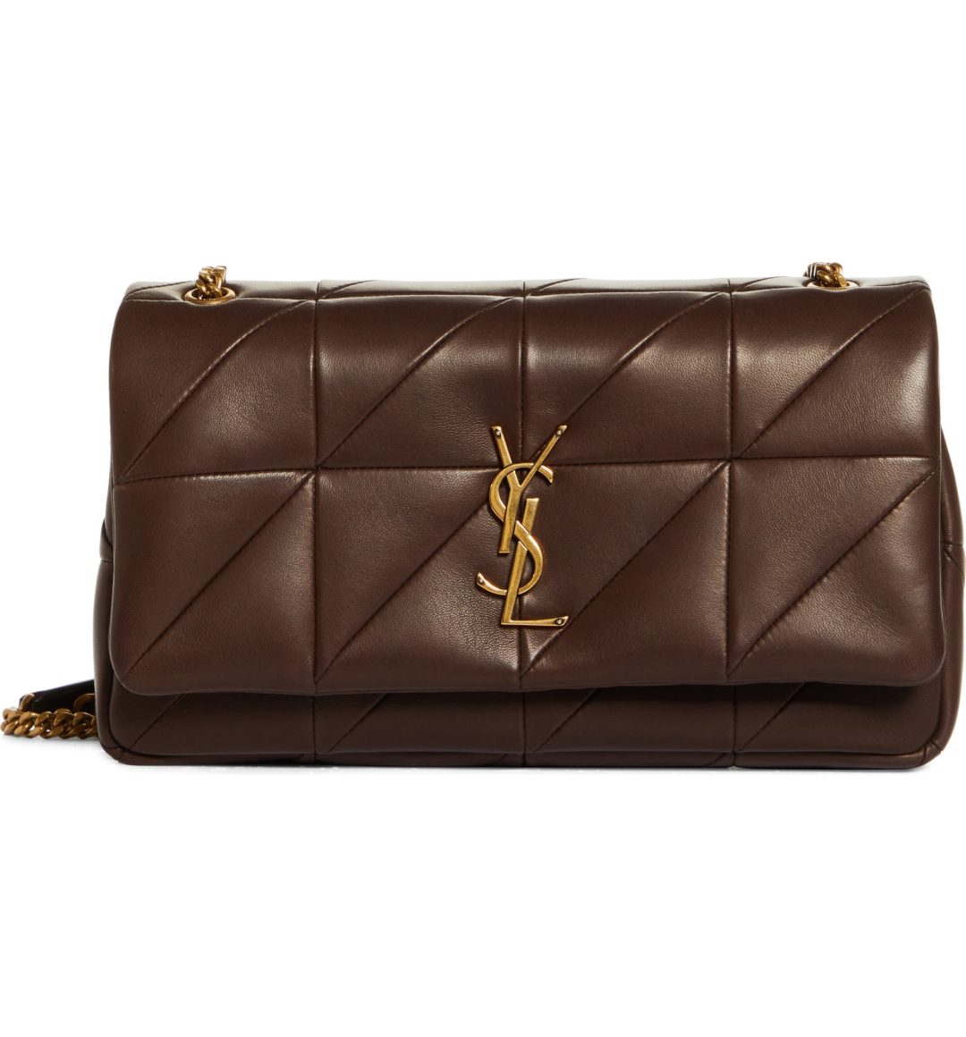 Dark Brown Saint Laurent Jamie Patchwork Leather Shoulder Bag 