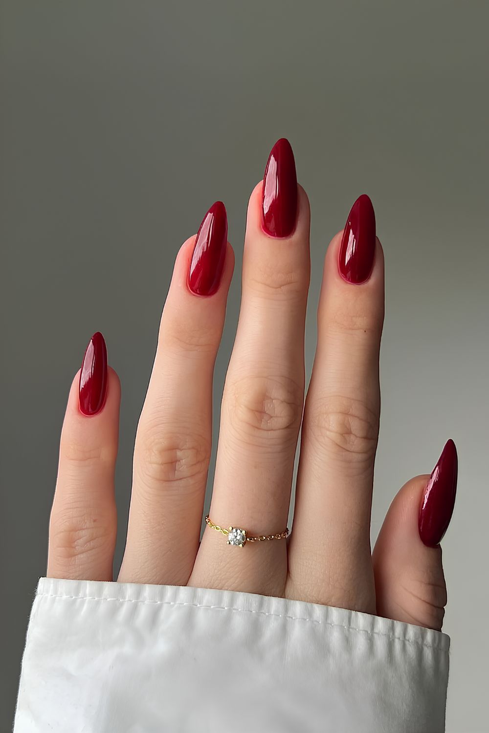 Solid cherry red nails