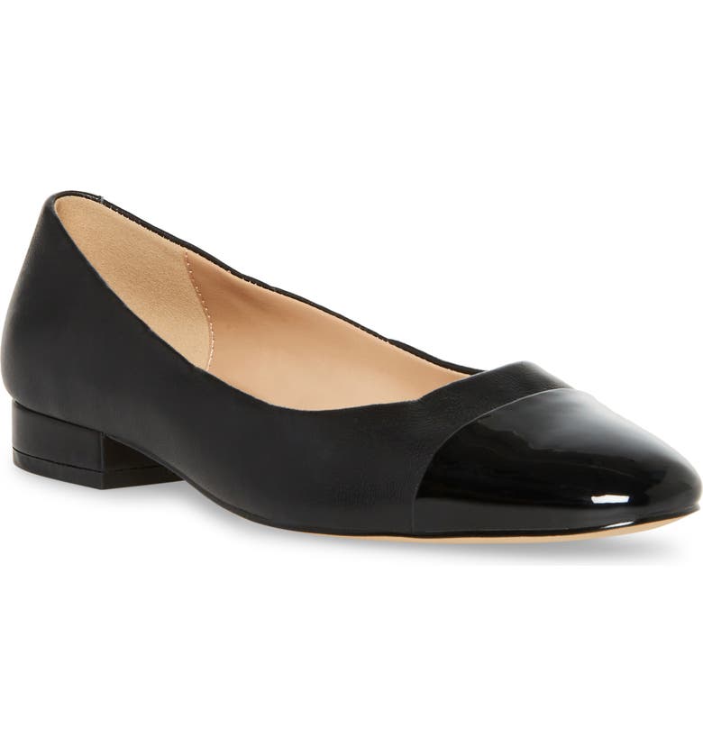 Black Steve Madden Blair Cap Toe Ballet Flat 