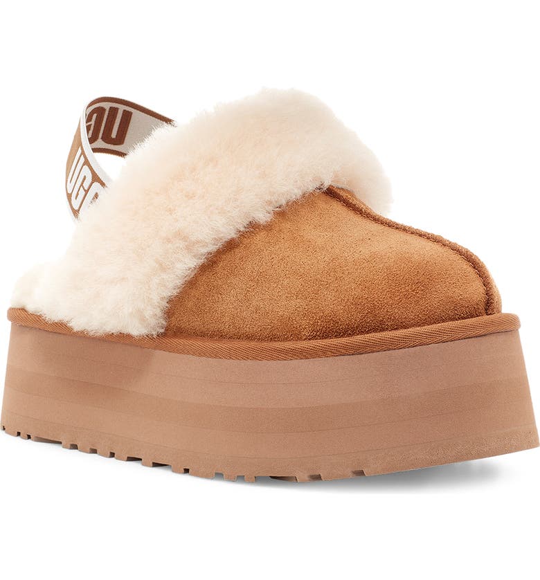 Tan and white UGG Funkette Genuine Shearling Slipper 