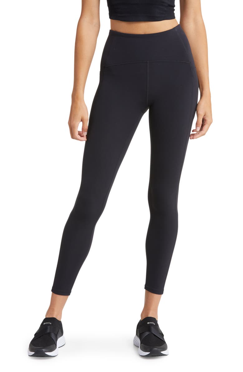 Black Zella Studio Luxe High Waist Pocket 7/8 Leggings 