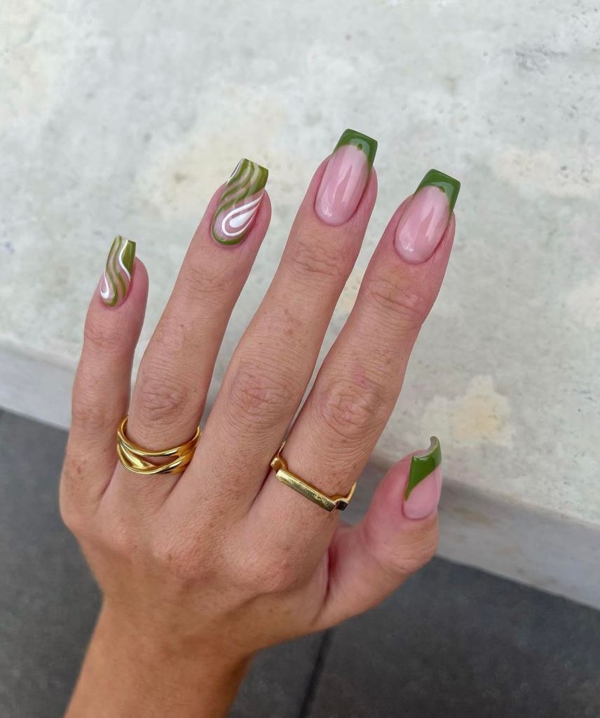 olive green nails