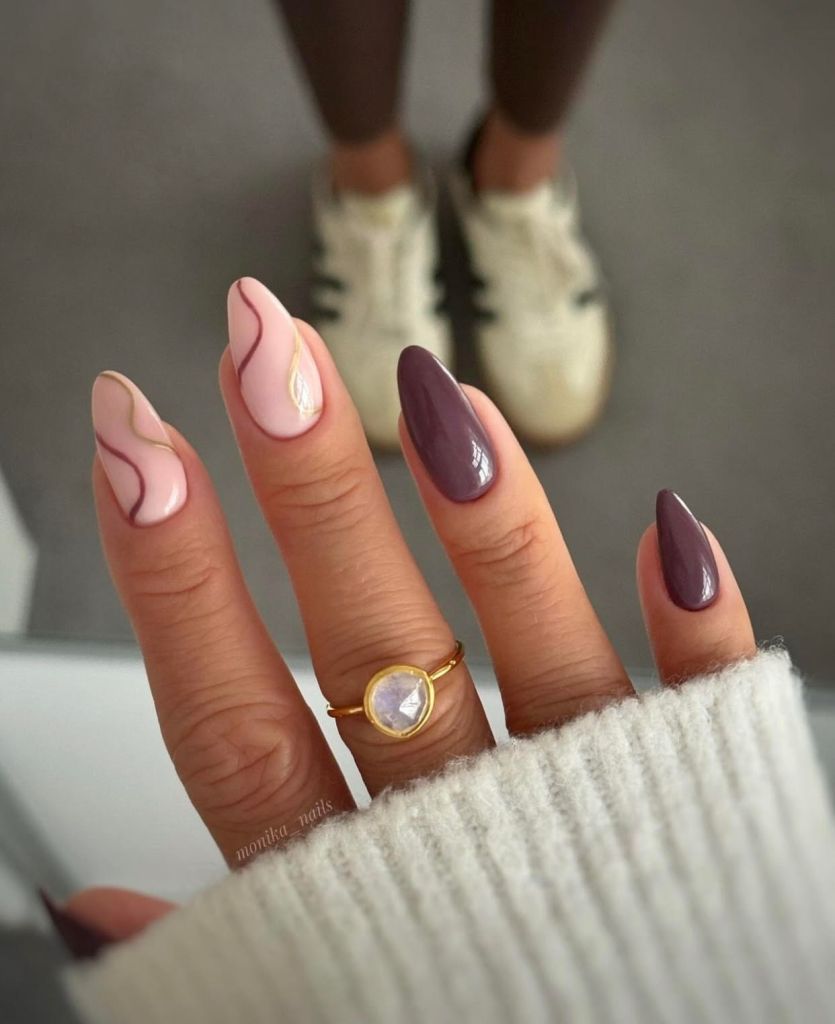 line nail ideas, gold line