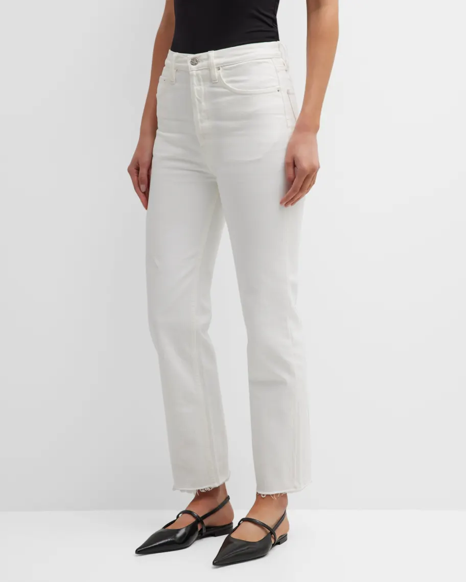 White Toteme Classic Cut Straight-Leg Ankle Denim Jeans 