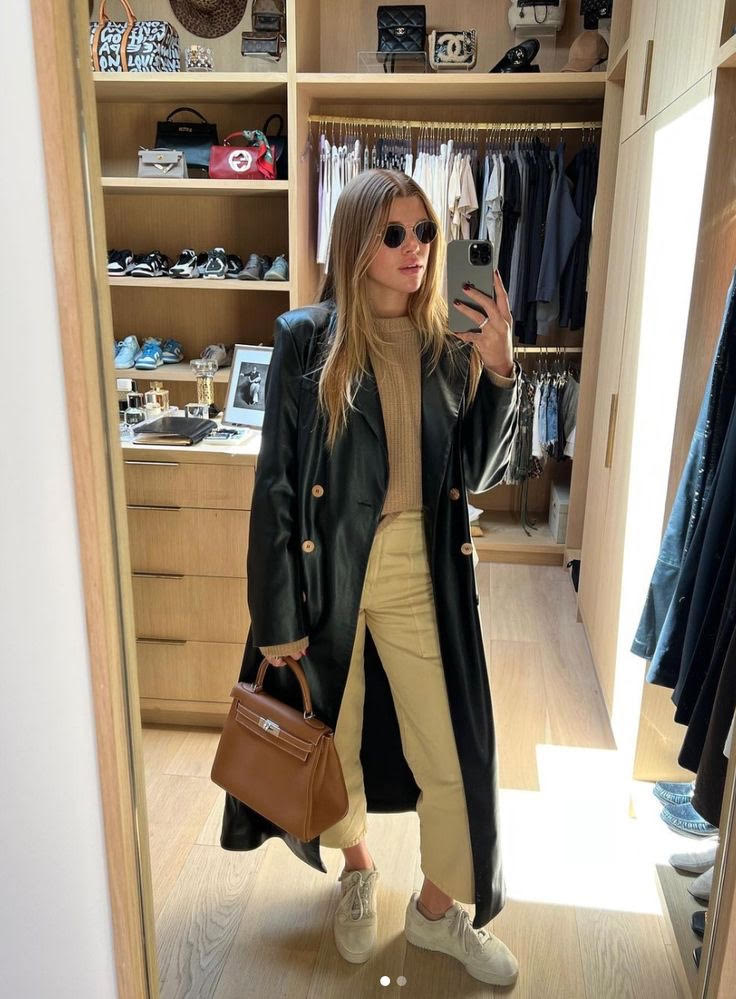 leather coat, quiet luxury outfit