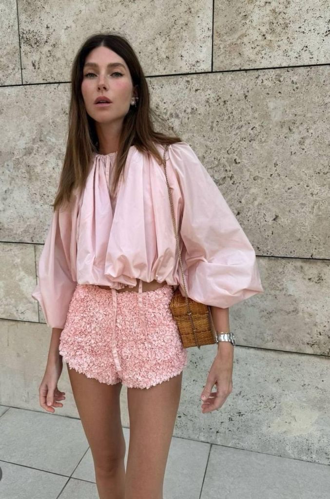 spring 2025 wearable fashion trends, powder pink, pastel pink