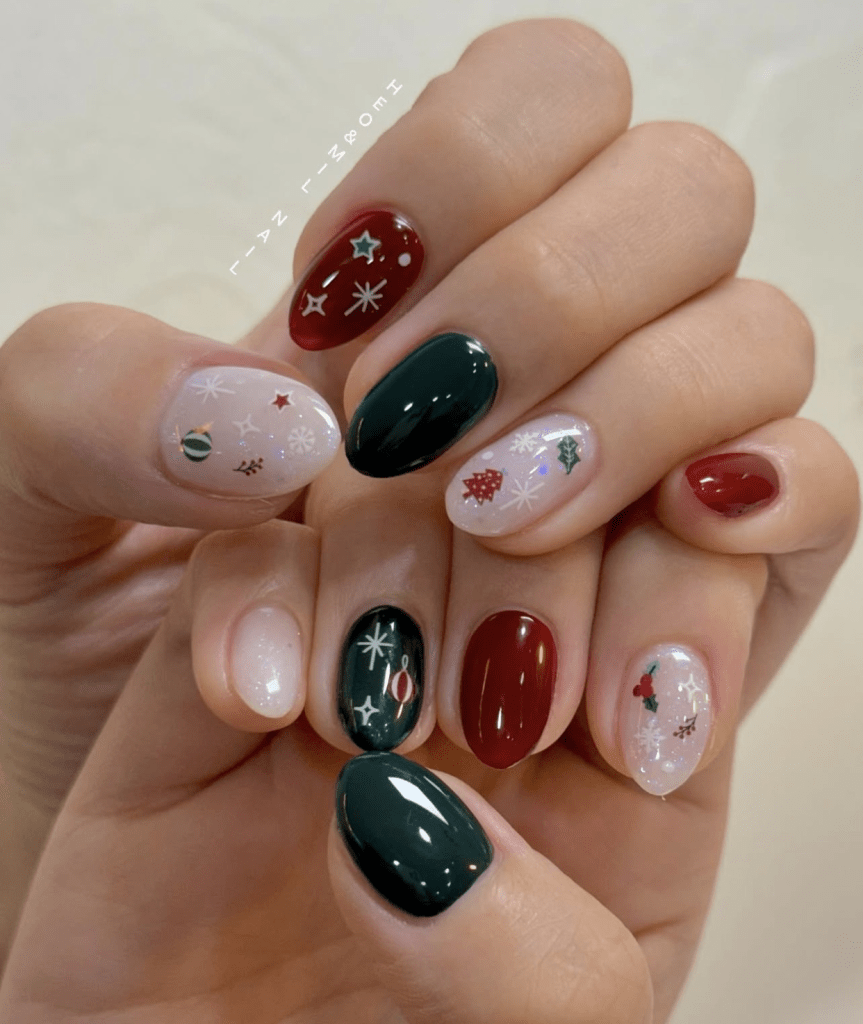 christmas nail designs, short nails